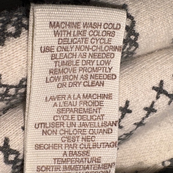 Free People Cream w/ Gray/Black Printed Cross Stitch Design Open Front Jacket - Picture 14 of 14